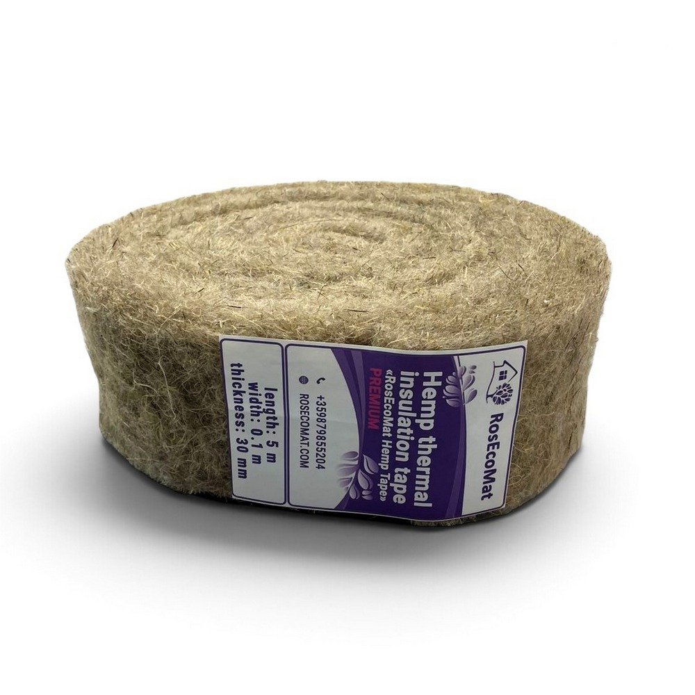 Конопена топлоизолационна лента «RosEcoMat Hemp Tape PREMIUM» — 5000×100×30 mm Конопена топлоизолационна лента «RosEcoMat Hemp Tape PREMIUM» — 5000×100×30 mm
